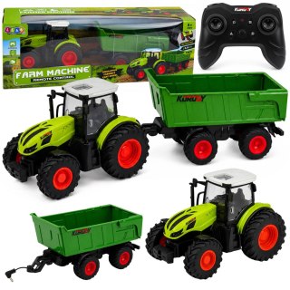 LEAN Toys Traktor Rolniczy z Przyczepa Wywrotką Zdalnie Sterowany RC Światła 1:24