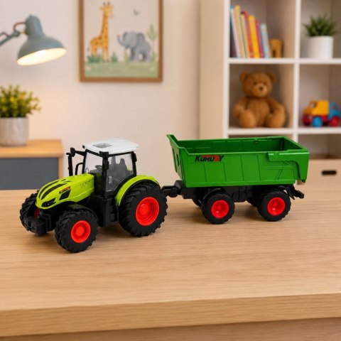 LEAN Toys Traktor Rolniczy z Przyczepa Wywrotką Zdalnie Sterowany RC Światła 1:24