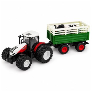 LEAN Toys Traktor Rolniczy z Przyczepą Zdalnie Sterowany RC Figurka Krowy 1:24