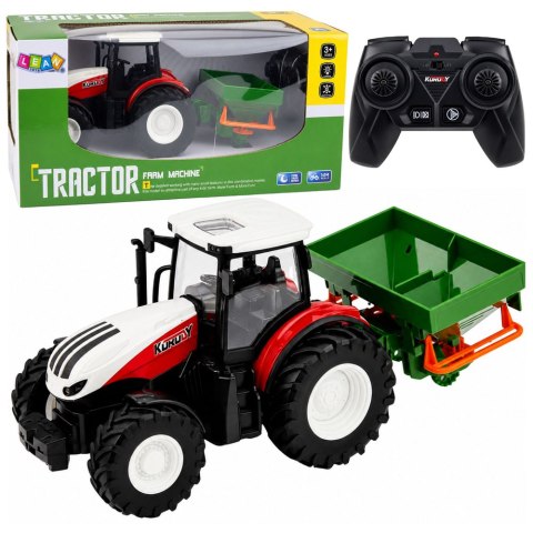 LEAN Toys Traktor Rolniczy z Siewnikiem Zdalnie Sterowany RC Światła Czerwony 1:24