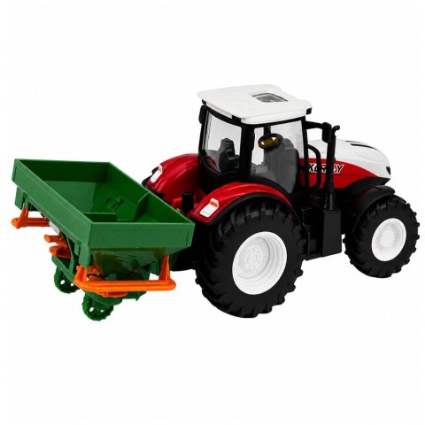 LEAN Toys Traktor Rolniczy z Siewnikiem Zdalnie Sterowany RC Światła Czerwony 1:24