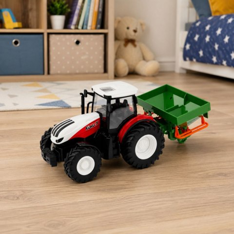 LEAN Toys Traktor Rolniczy z Siewnikiem Zdalnie Sterowany RC Światła Czerwony 1:24