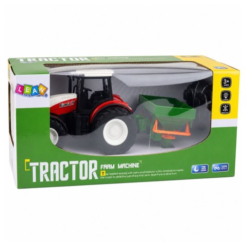 LEAN Toys Traktor Rolniczy z Siewnikiem Zdalnie Sterowany RC Światła Czerwony 1:24