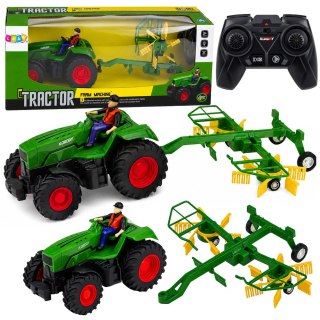 LEAN Toys Traktor Rolniczy ze Zgrabiarką Rolnikiem Zdalnie Sterowany RC Światła 1:24
