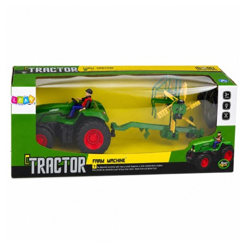 LEAN Toys Traktor Rolniczy ze Zgrabiarką Rolnikiem Zdalnie Sterowany RC Światła 1:24