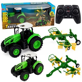 LEAN Toys Traktor Rolniczy ze Zgrabiarką Zdalnie Sterowany RC Światła 1:24
