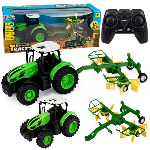 LEAN Toys Traktor Rolniczy ze Zgrabiarką Zdalnie Sterowany RC Światła 1:24