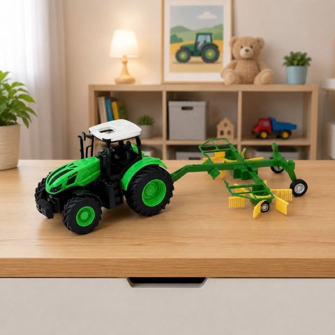 LEAN Toys Traktor Rolniczy ze Zgrabiarką Zdalnie Sterowany RC Światła 1:24
