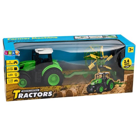 LEAN Toys Traktor Rolniczy ze Zgrabiarką Zdalnie Sterowany RC Światła 1:24