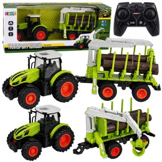 LEAN Toys Traktor Zdalnie Sterowany RC z Przyczepą Leśną i Chwytakiem Do Drewna 1:24