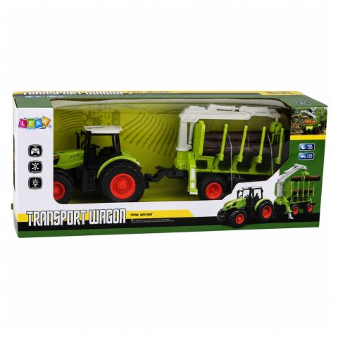 LEAN Toys Traktor Zdalnie Sterowany RC z Przyczepą Leśną i Chwytakiem Do Drewna 1:24