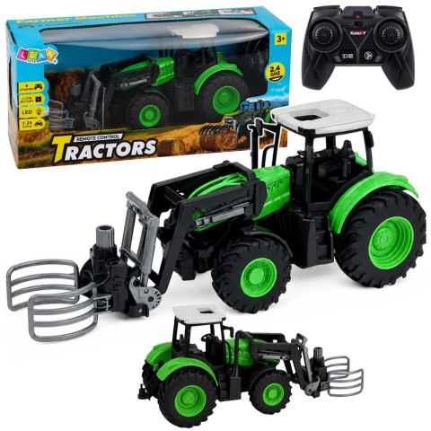 LEAN Toys Traktor z Chwytakiem Do Bali Zdalnie Sterowany RC Światła Zielony 1:24