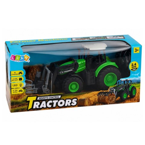 LEAN Toys Traktor z Chwytakiem Do Bali Zdalnie Sterowany RC Światła Zielony 1:24