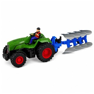 LEAN Toys Traktor z Pługiem i Rolnikiem Zdalnie Sterowany RC Światła Zielony 1:24