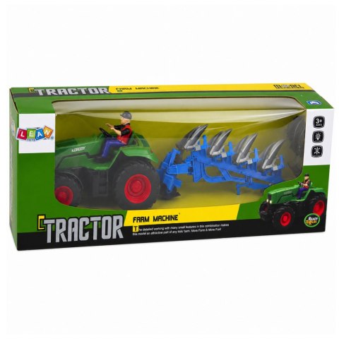 LEAN Toys Traktor z Pługiem i Rolnikiem Zdalnie Sterowany RC Światła Zielony 1:24
