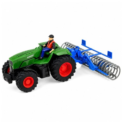 LEAN Toys Traktor z Wałem Rolniczym i Rolnikiem Zdalnie Sterowany RC Zielony 1:24