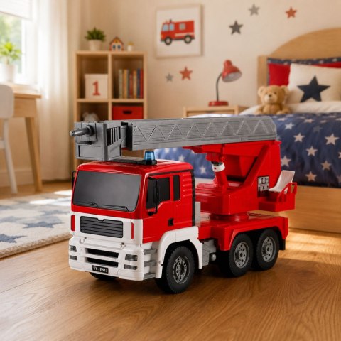 LEAN Toys Wóz Strażacki z Obrotowym Wysięgnikiem 660° Zdalnie Sterowany RC 1:20