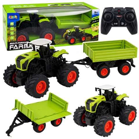 LEAN Toys Wysoki Traktor Rolniczy Z Przyczepą Wywrotką Zdalnie Sterowany RC 1:16