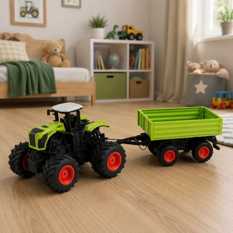 LEAN Toys Wysoki Traktor Rolniczy Z Przyczepą Wywrotką Zdalnie Sterowany RC 1:16