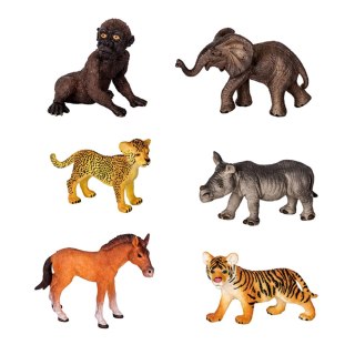 LEAN Toys Zestaw Figurek Dzikie Zwierzęta Leopard Tygrys Słoń Koń Park Plansza 3D