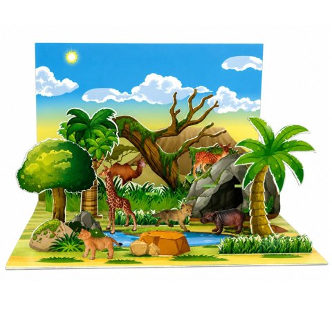 LEAN Toys Zestaw Figurek Dzikie Zwierzęta Lis Żyrafa Hipopotam Sarna Park Plansza 3D