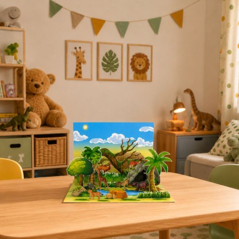 LEAN Toys Zestaw Figurek Dzikie Zwierzęta Lis Żyrafa Hipopotam Sarna Park Plansza 3D