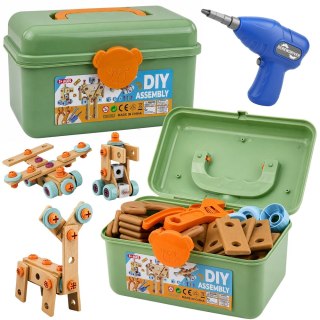 LEAN Toys Zestaw Konstrukcyjny Do Skręcania Z Wkrętarką Klocki w Walizce 190 el.