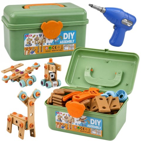 LEAN Toys Zestaw Konstrukcyjny Do Skręcania Z Wkrętarką Klocki w Walizce 190 el.