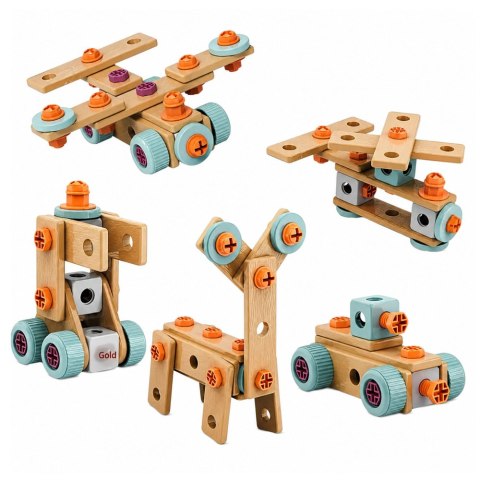 LEAN Toys Zestaw Konstrukcyjny Do Skręcania Z Wkrętarką Klocki w Walizce 190 el.