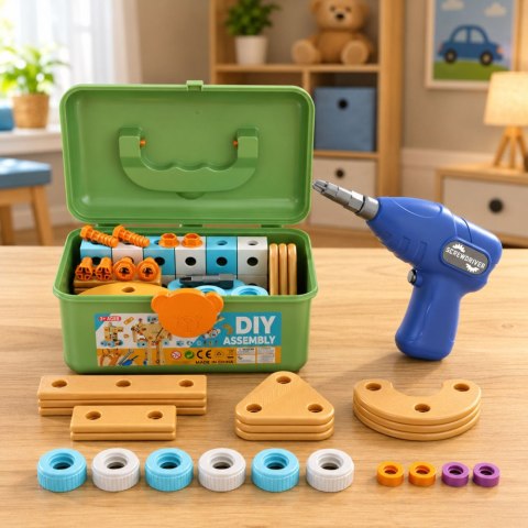 LEAN Toys Zestaw Konstrukcyjny Do Skręcania Z Wkrętarką Klocki w Walizce 190 el.