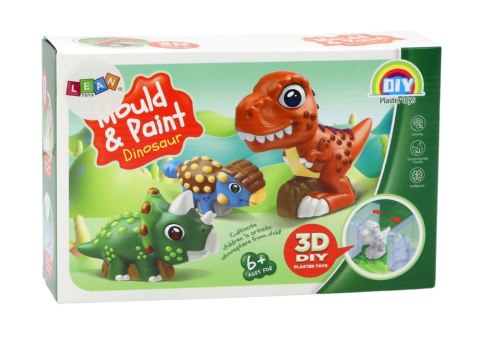 LEAN Toys Zestaw Kreatywny Artystyczny Dinozaury 3D Gips Farbki