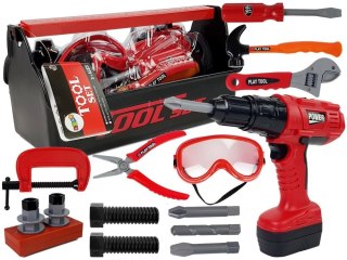 LEAN Toys Zestaw Narzędzi Dla Majsterkowicza Skrzynka Wiertarka Młotek