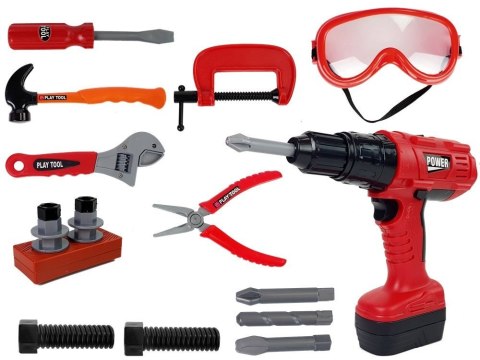 LEAN Toys Zestaw Narzędzi Dla Majsterkowicza Skrzynka Wiertarka Młotek