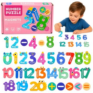 LEAN TOYS Puzzle Magnetyczne Działania i Liczby Działania Magnesy Edukacyjne 26 el.