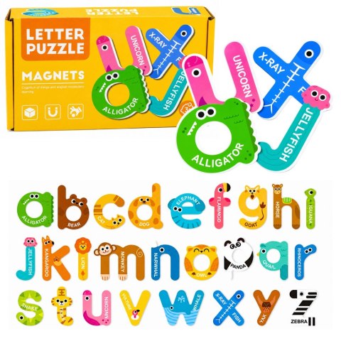 LEAN TOYS Puzzle Magnetyczne Literki Edukacyjne Magnesy Na Lodówkę Tablice 26 el.