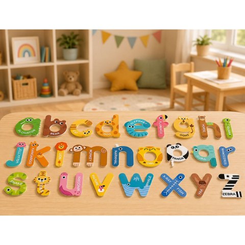 LEAN TOYS Puzzle Magnetyczne Literki Edukacyjne Magnesy Na Lodówkę Tablice 26 el.