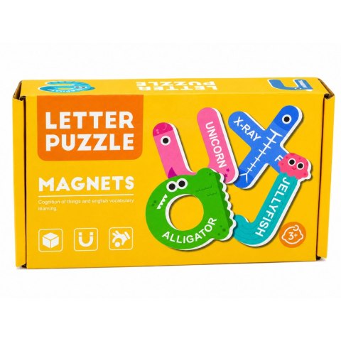 LEAN TOYS Puzzle Magnetyczne Literki Edukacyjne Magnesy Na Lodówkę Tablice 26 el.