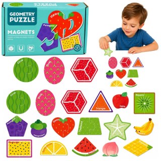 LEAN TOYS Puzzle Magnetyczne Nauka Owoców Magnesy Na Tablice Lodówkę 30 el.