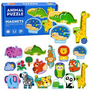 LEAN TOYS Puzzle Magnetyczne Nauka Zwierząt Magnesy Na Tablice Lodówkę 30 el.