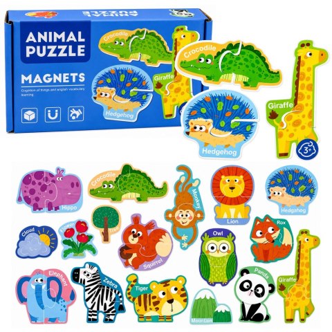 LEAN TOYS Puzzle Magnetyczne Nauka Zwierząt Magnesy Na Tablice Lodówkę 30 el.