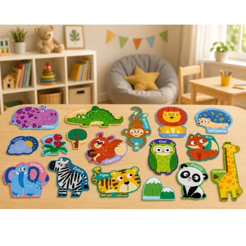 LEAN TOYS Puzzle Magnetyczne Nauka Zwierząt Magnesy Na Tablice Lodówkę 30 el.