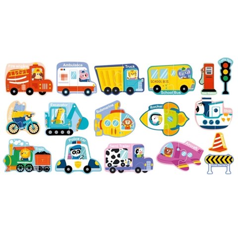 LEAN TOYS Puzzle Magnetyczne Pojazdy Nauka Środków Transportu Zestaw 30 el.