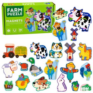 LEAN TOYS Puzzle Magnetyczne Zwierzęta Domowe Farma Magnesy Na Lodówkę Tablice 30 el.