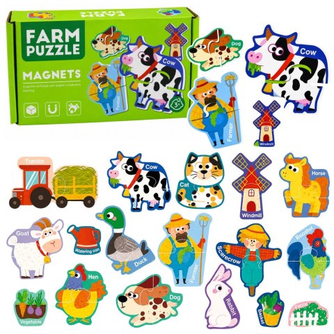 LEAN TOYS Puzzle Magnetyczne Zwierzęta Domowe Farma Magnesy Na Lodówkę Tablice 30 el.