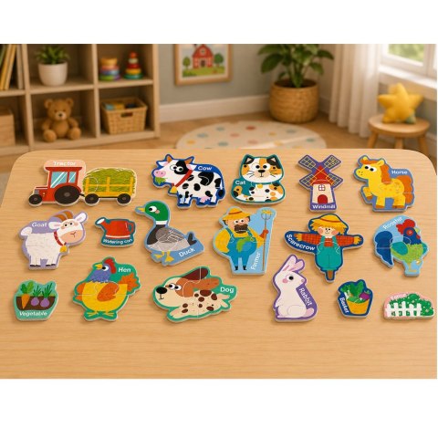 LEAN TOYS Puzzle Magnetyczne Zwierzęta Domowe Farma Magnesy Na Lodówkę Tablice 30 el.