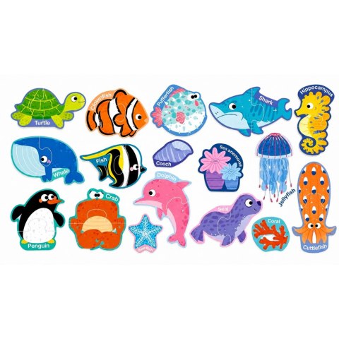 LEAN TOYS Puzzle Magnetyczne Zwierzęta Morskie Magnesy Na Lodówkę Edukacyjne 30 el.
