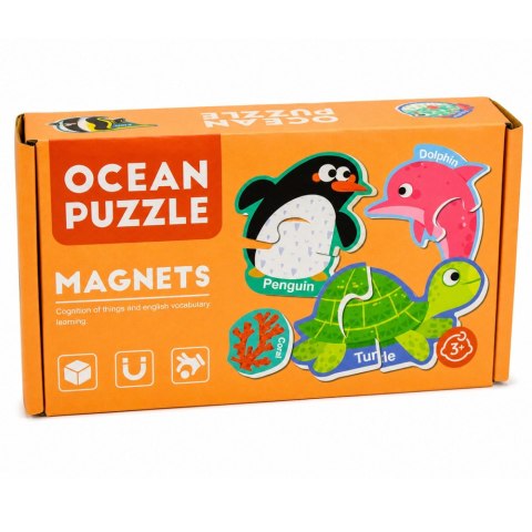 LEAN TOYS Puzzle Magnetyczne Zwierzęta Morskie Magnesy Na Lodówkę Edukacyjne 30 el.