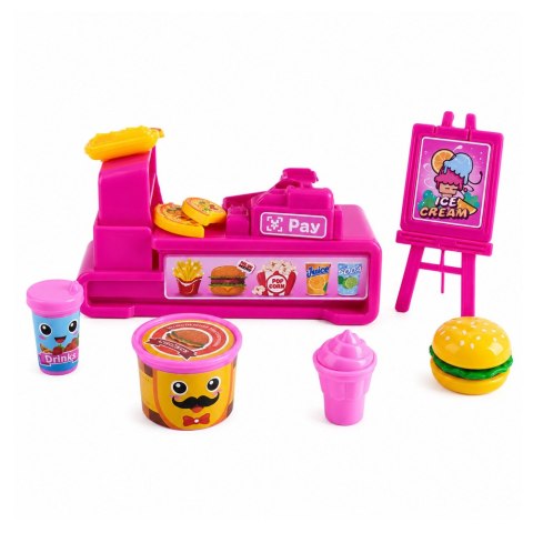 LEAN TOYS Zestaw Mini Laleczka Z Kasą Fiskalną Sprzedawczyni Akcesoria Hamburger Lody