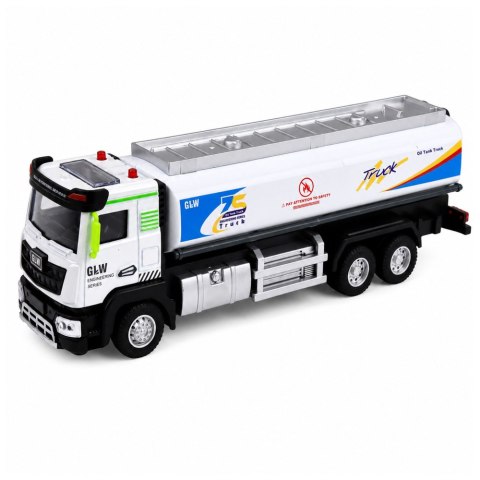 LEAN Toys Ciężarówka Cysterna Metalowa Napęd Światła Dźwięki Niebiesko-Biała 1:40