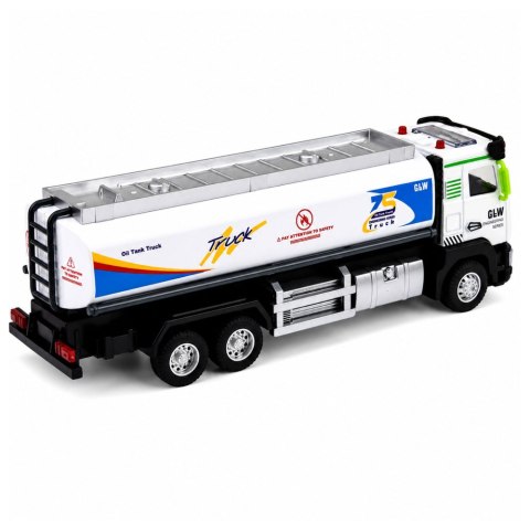 LEAN Toys Ciężarówka Cysterna Metalowa Napęd Światła Dźwięki Niebiesko-Biała 1:40